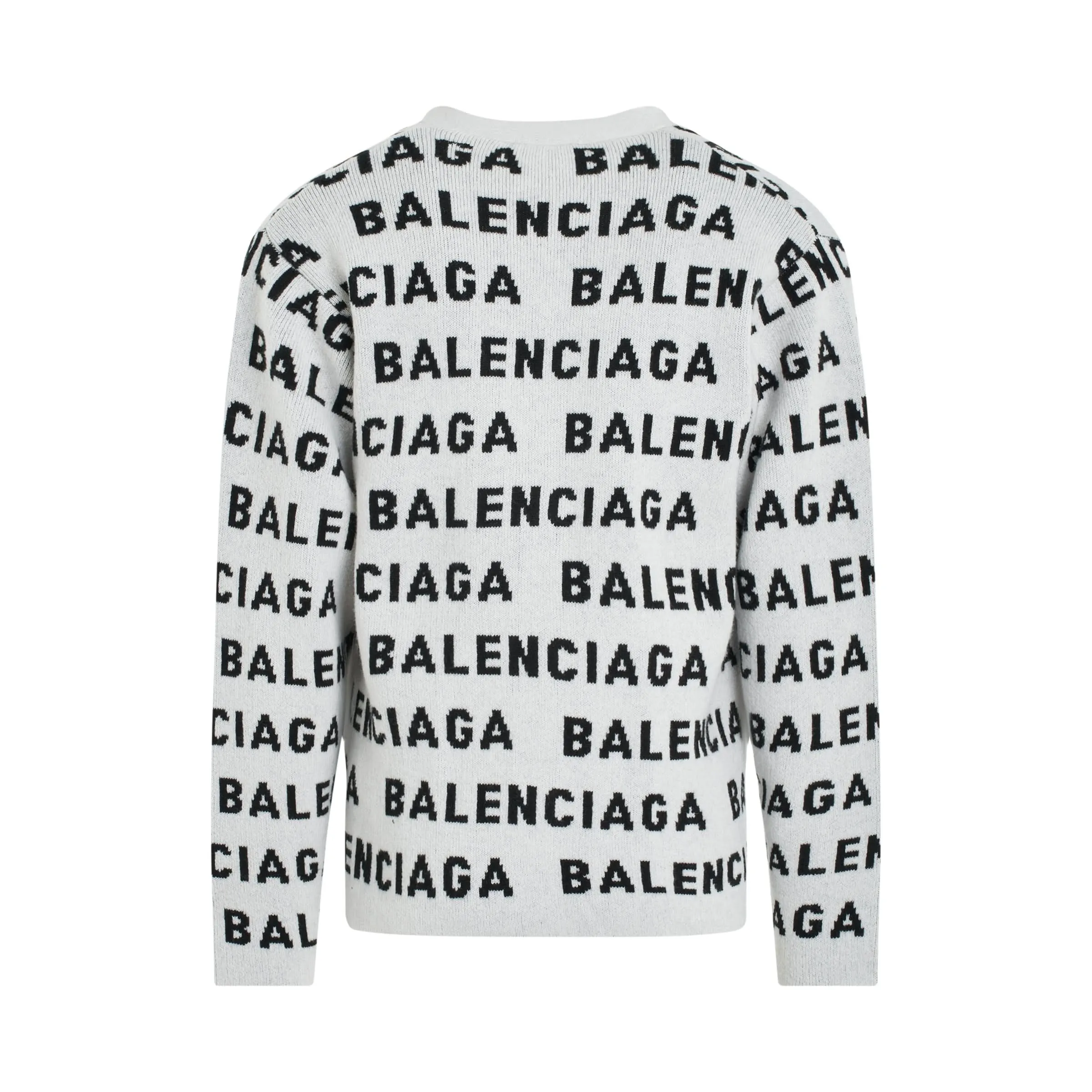 All-Over Logo Knit Cardigan in White/Black