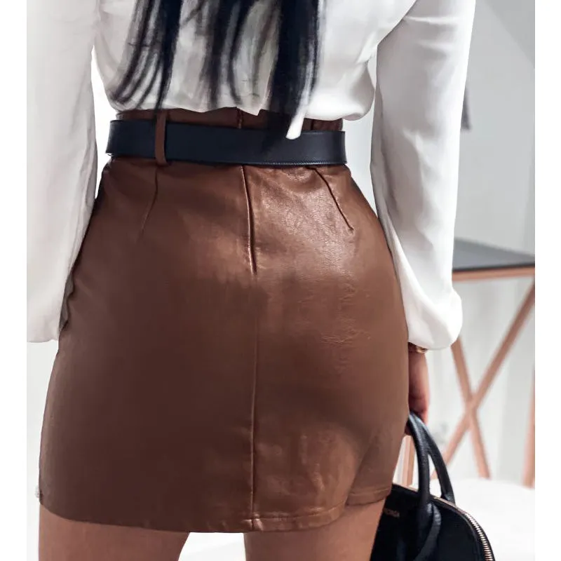 Amy Fashion - Elegant Fashion Rivets PU Leather Skirts
