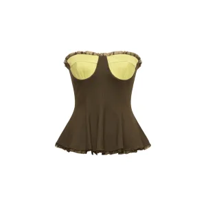 Annie Tulle Trim Peplum Top