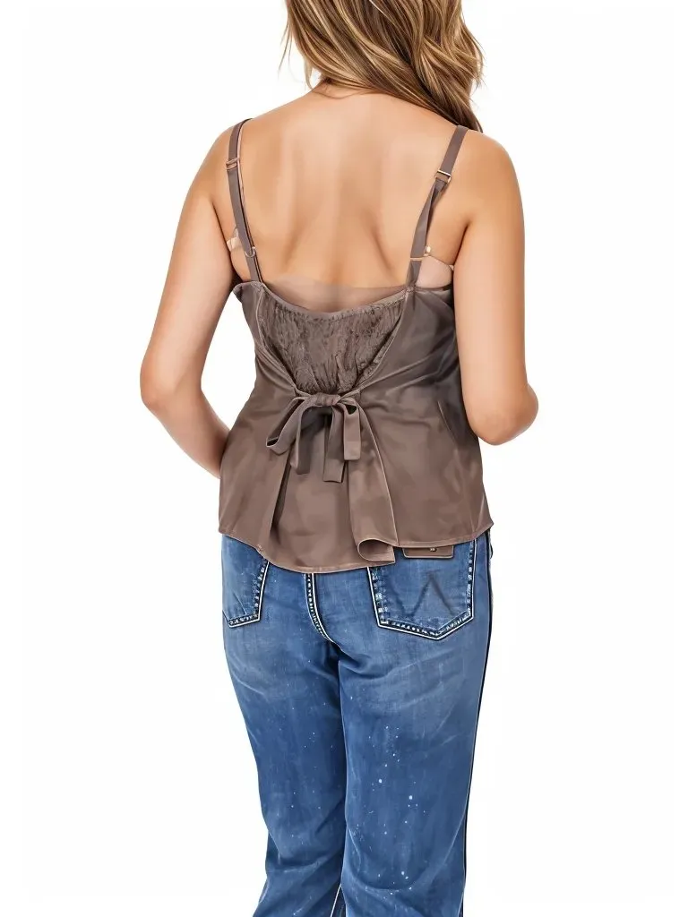 Antiqued Brown Boho Hand-Dyed Lace Crop Top – Stretch Fit | Tenku Designs