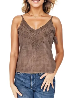 Antiqued Brown Boho Hand-Dyed Lace Crop Top – Stretch Fit | Tenku Designs