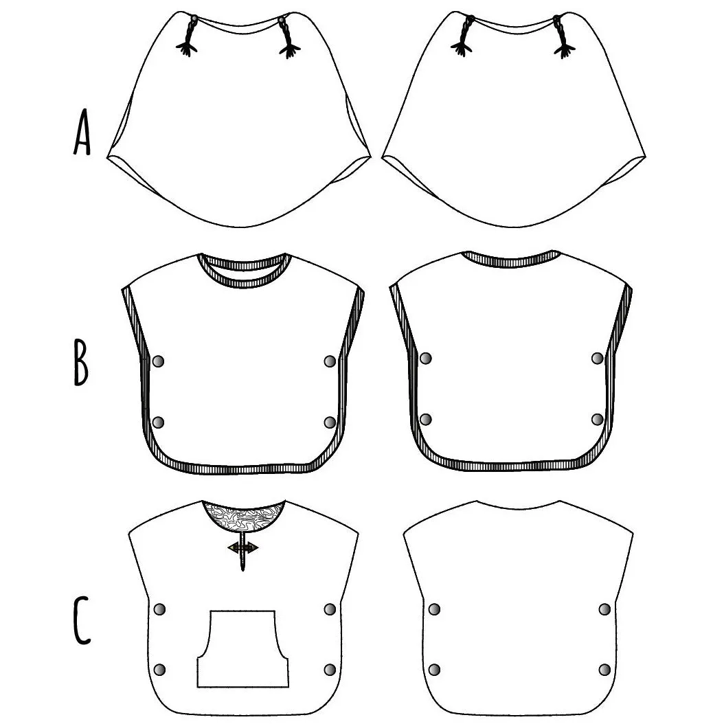 Aster Ponchos - 3/12y - Paper Sewing Pattern