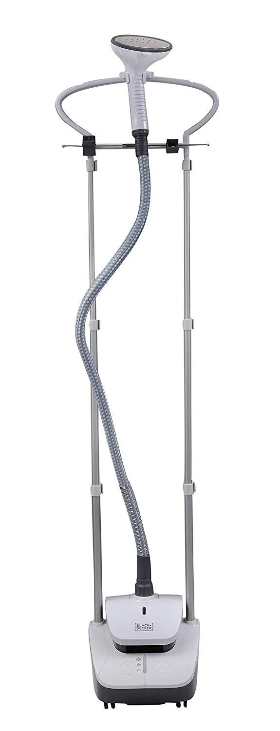 BLACK & DECKER BXGS2001IN Garment Steamer with Pleat Maker 2000 Watt, Fabric Brush, Collar Id and Lint Remover (White)