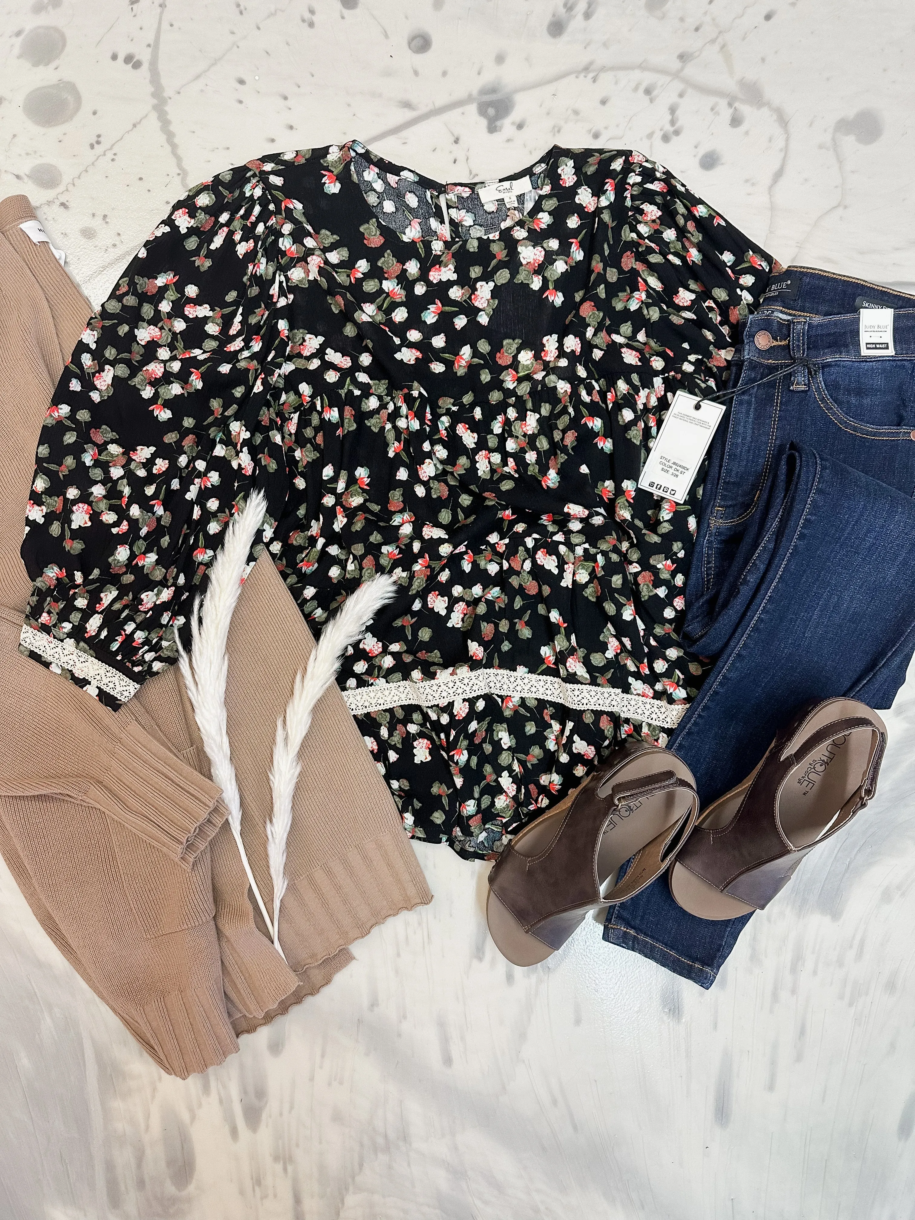Black Floral Babydoll