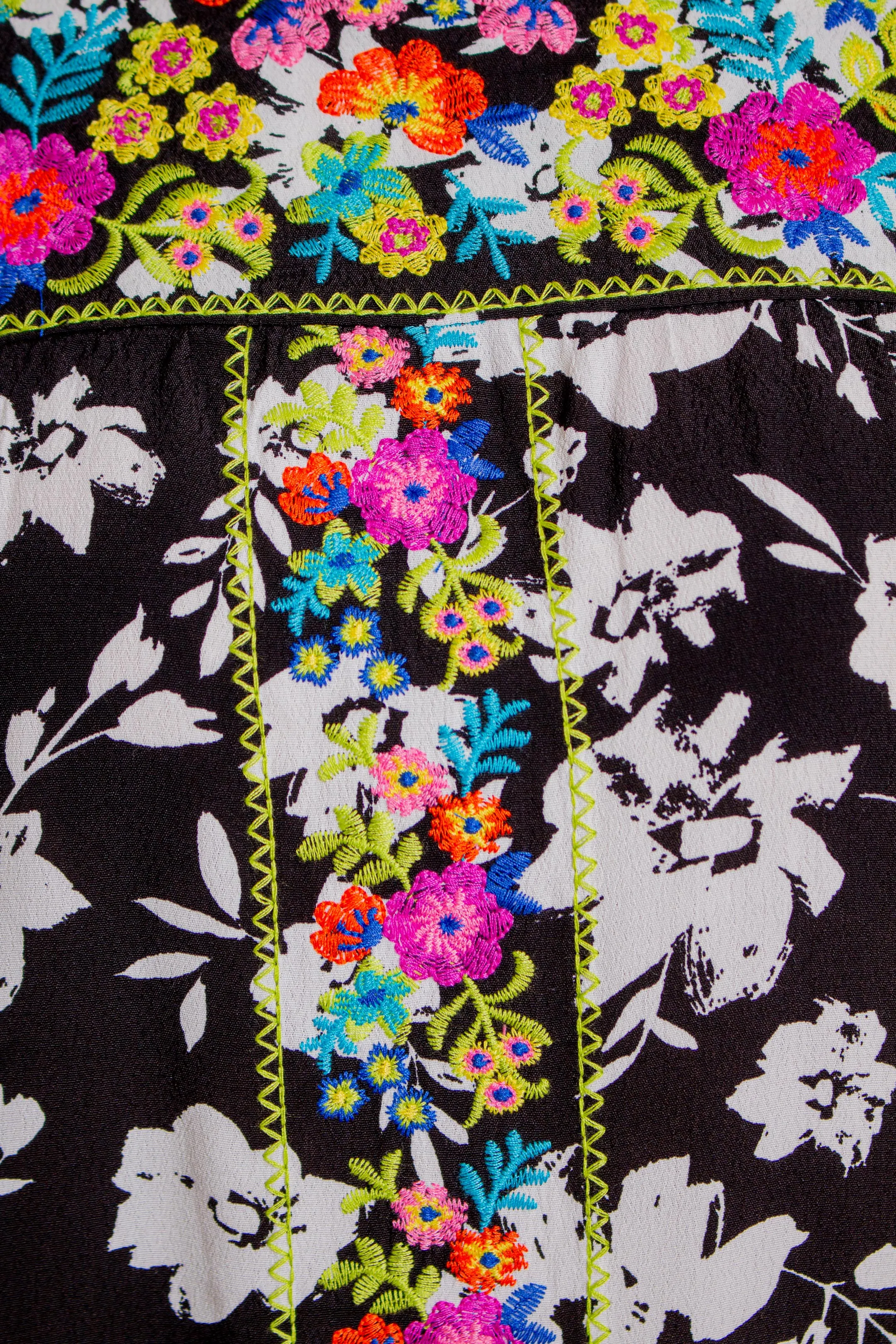 Black Mixed Print Top
