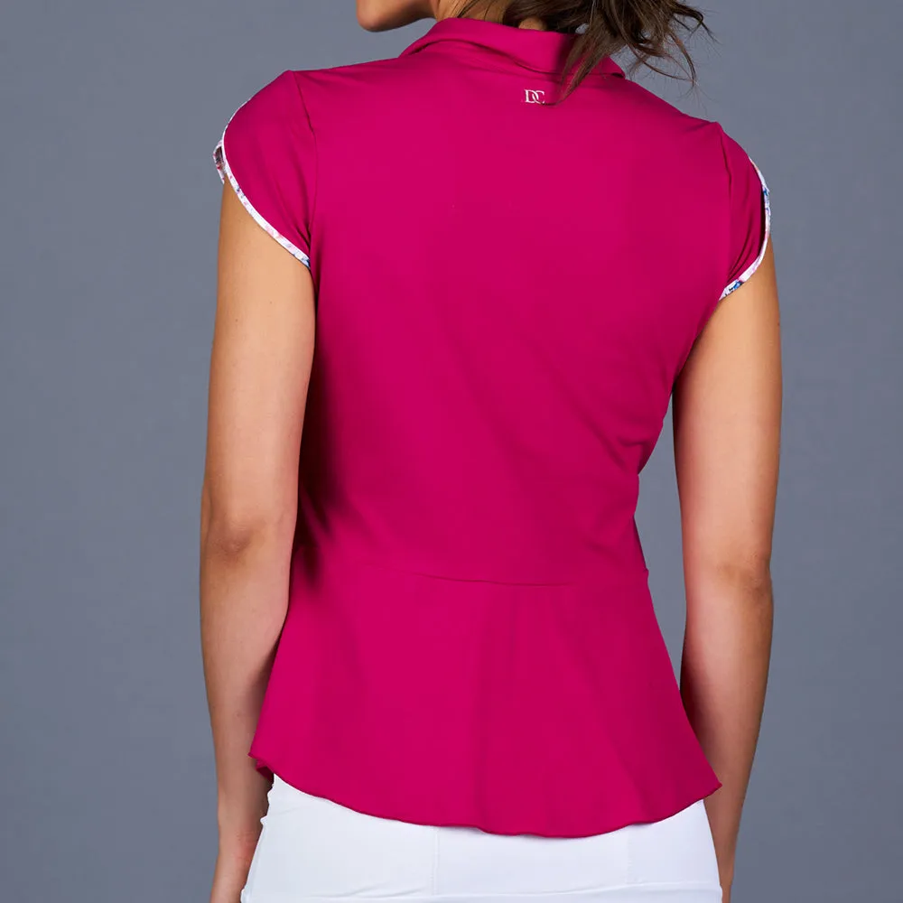 Boho Luxe Tulip-Sleeve Collar Top (fuchsia)