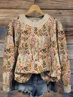 Comfortable Floral Sweater