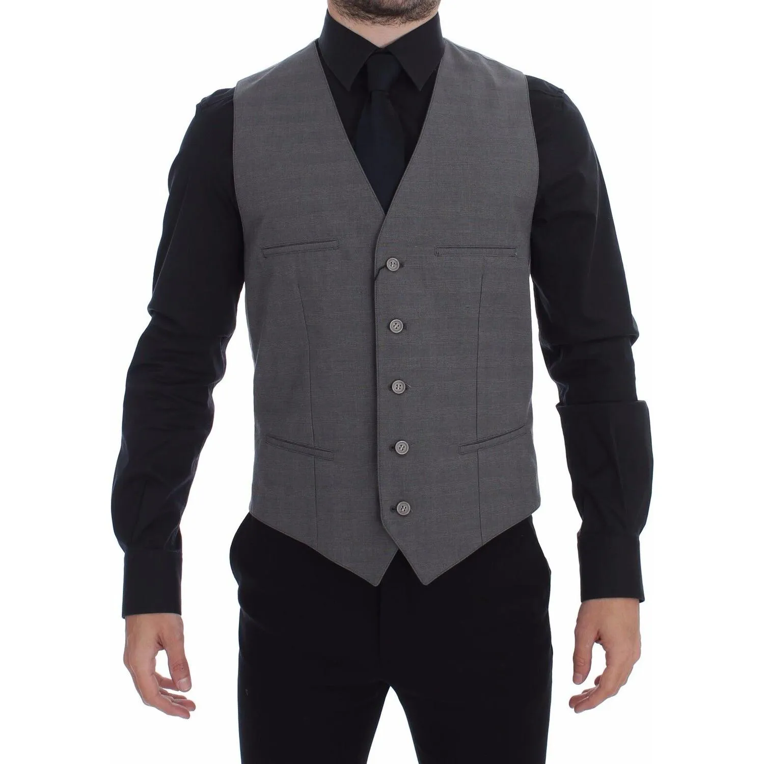 Dolce & Gabbana Elegant Gray Slim Fit Dress Vest