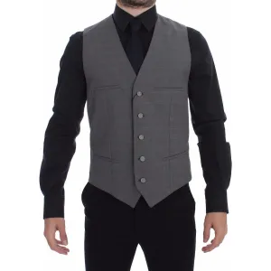 Dolce & Gabbana Elegant Gray Slim Fit Dress Vest