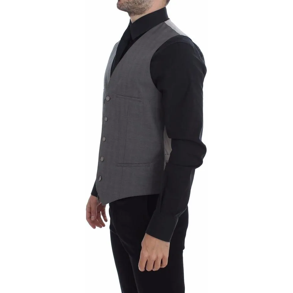 Dolce & Gabbana Elegant Gray Slim Fit Dress Vest