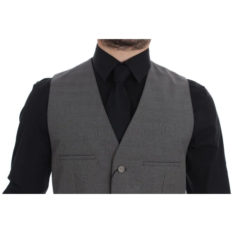 Dolce & Gabbana Elegant Gray Slim Fit Dress Vest