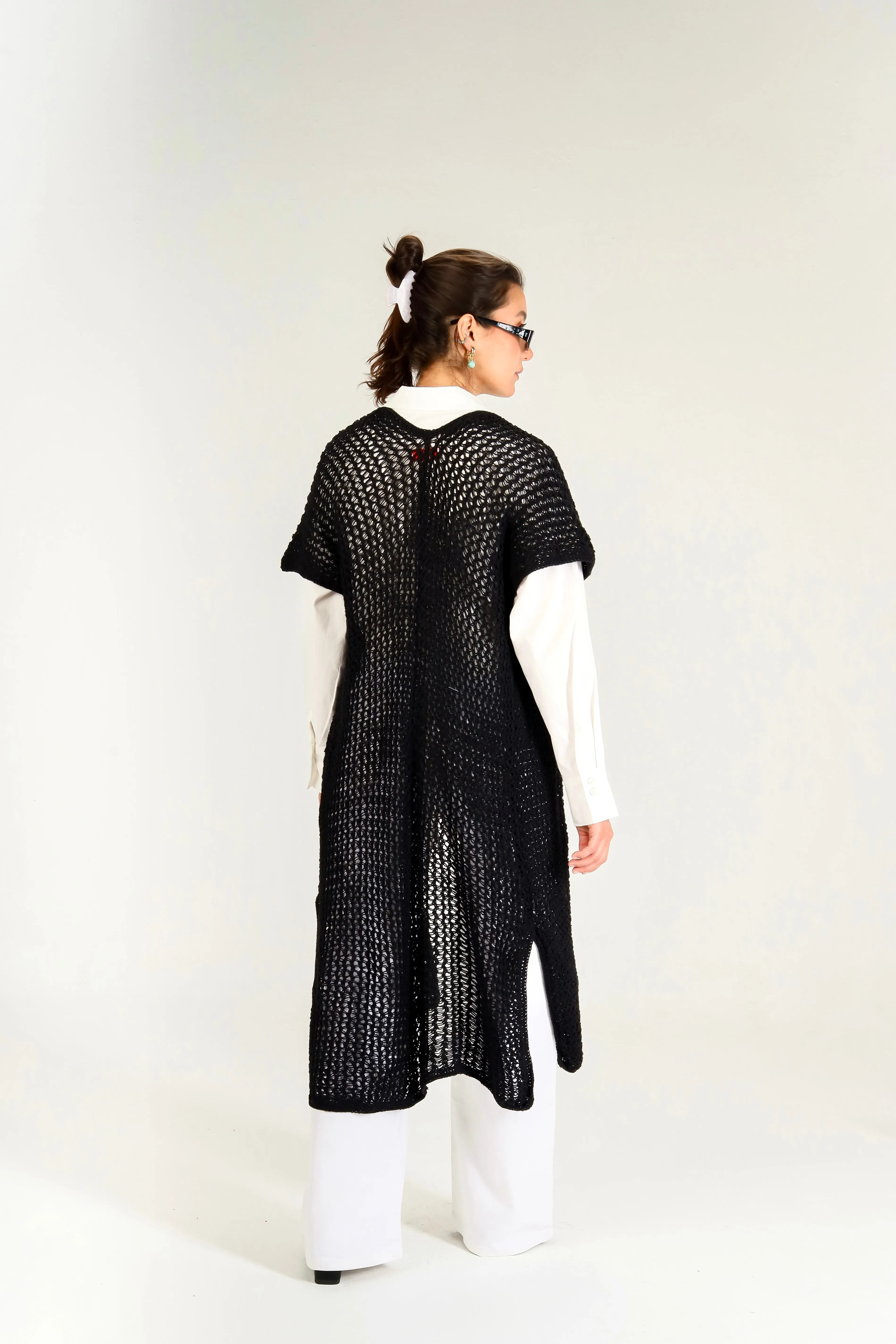 Dream Weaver Crochet Kimono in Black