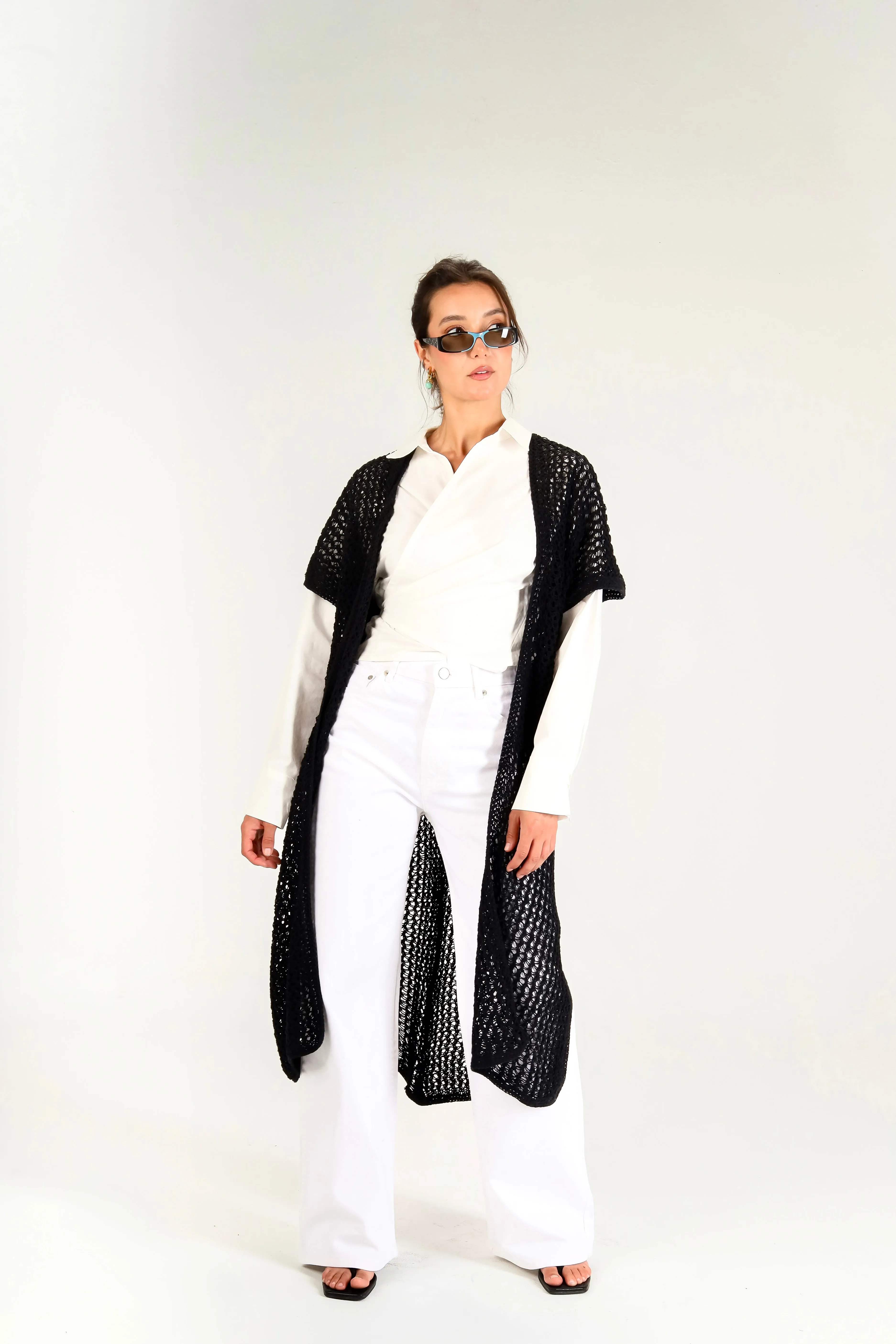 Dream Weaver Crochet Kimono in Black