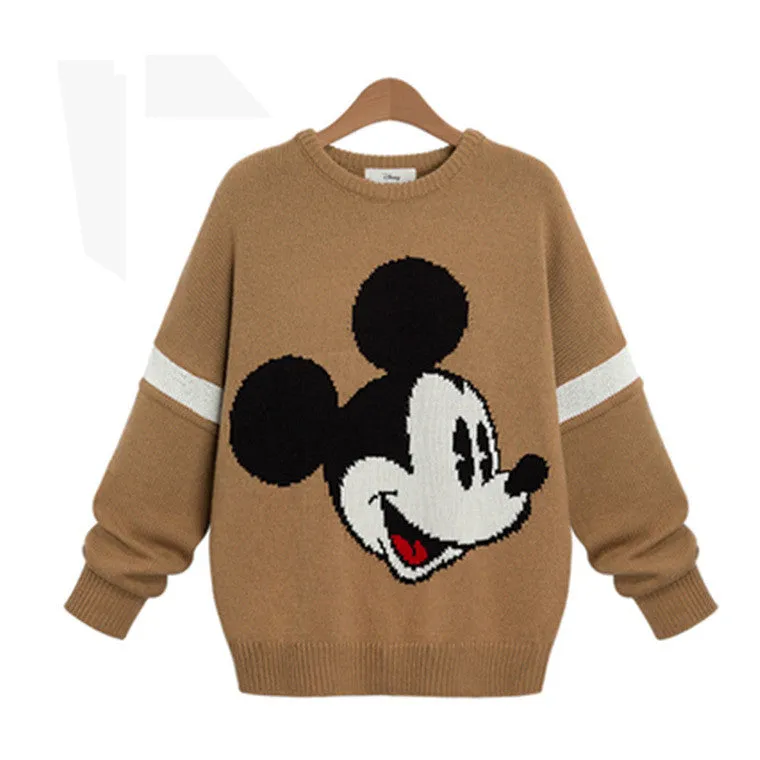 Embroidery Contrast Color Pullover Scoop Knit Sweater