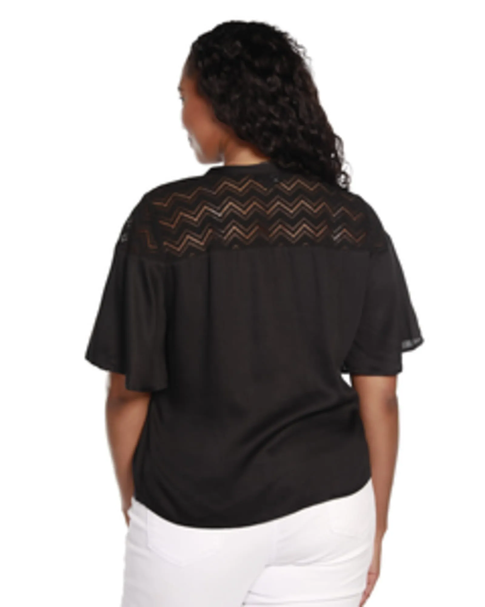 Eva Lace Detail Top | Black