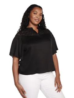 Eva Lace Detail Top | Black