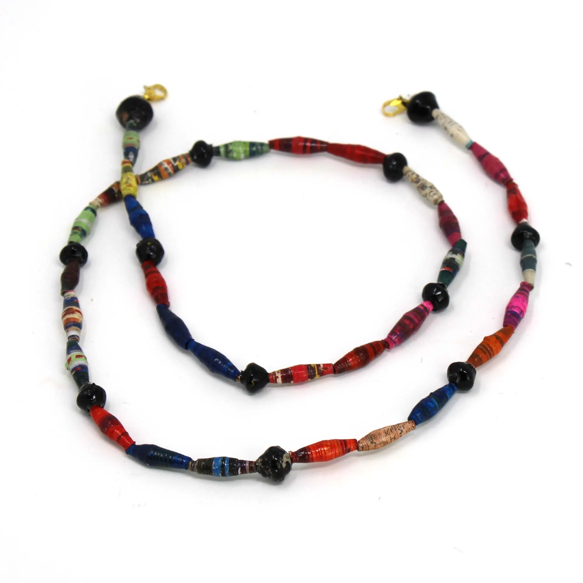 Face Mask/Eyeglass Paper Bead Chain, Small Black Beads