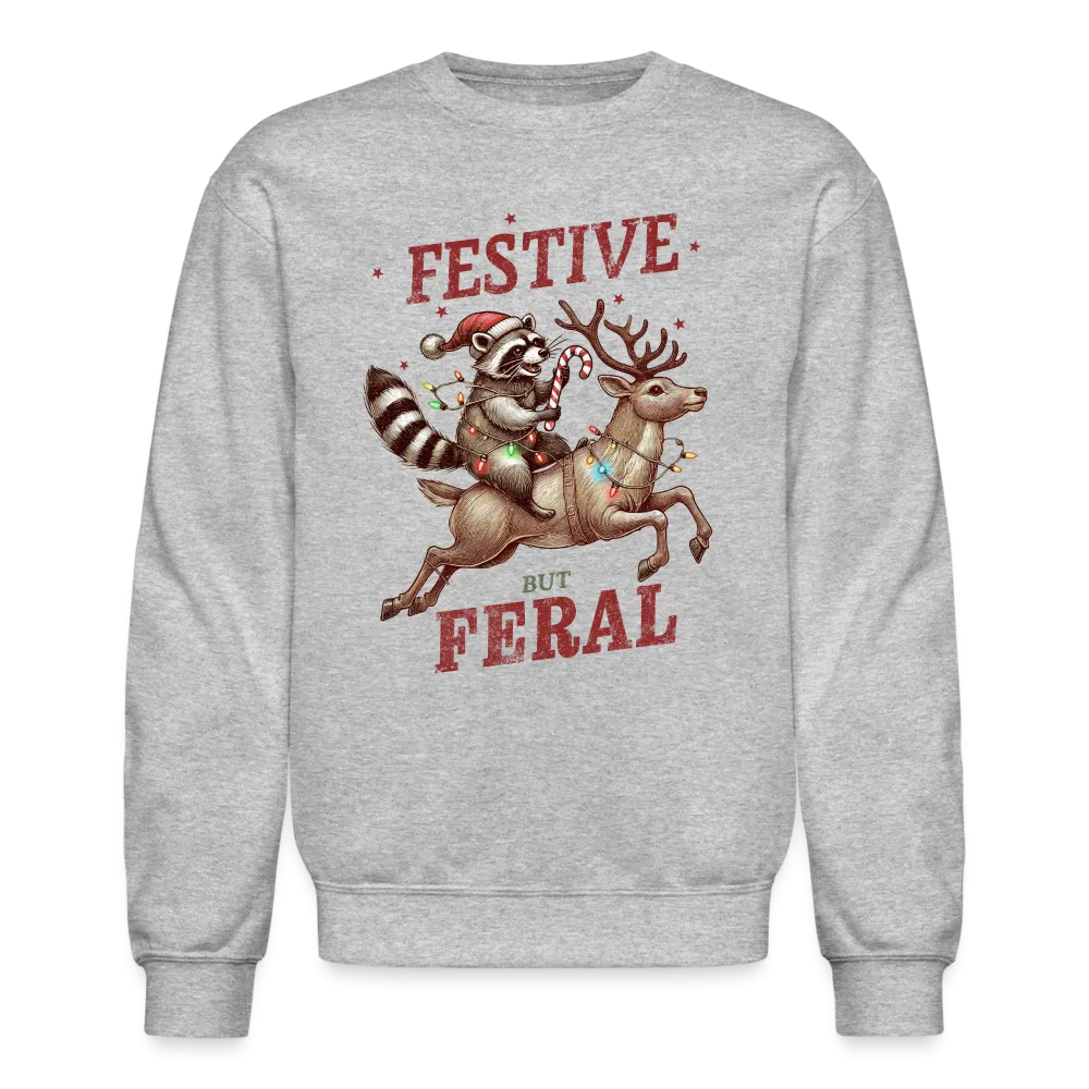 Festive But Feral Raccoon Christmas Sweatshirt