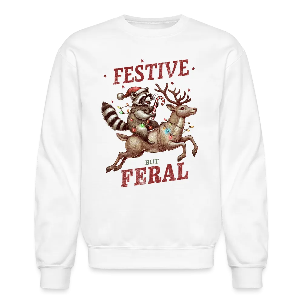 Festive But Feral Raccoon Christmas Sweatshirt