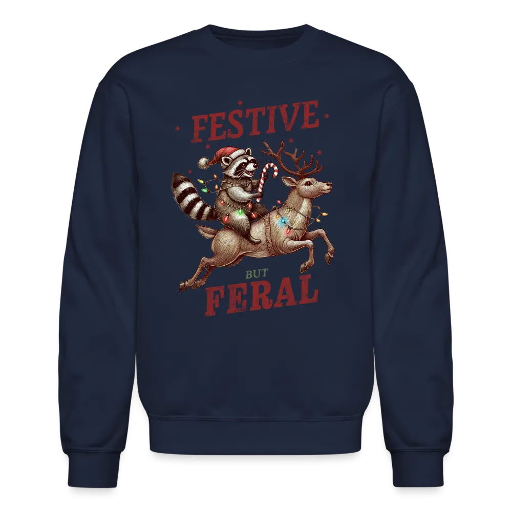 Festive But Feral Raccoon Christmas Sweatshirt