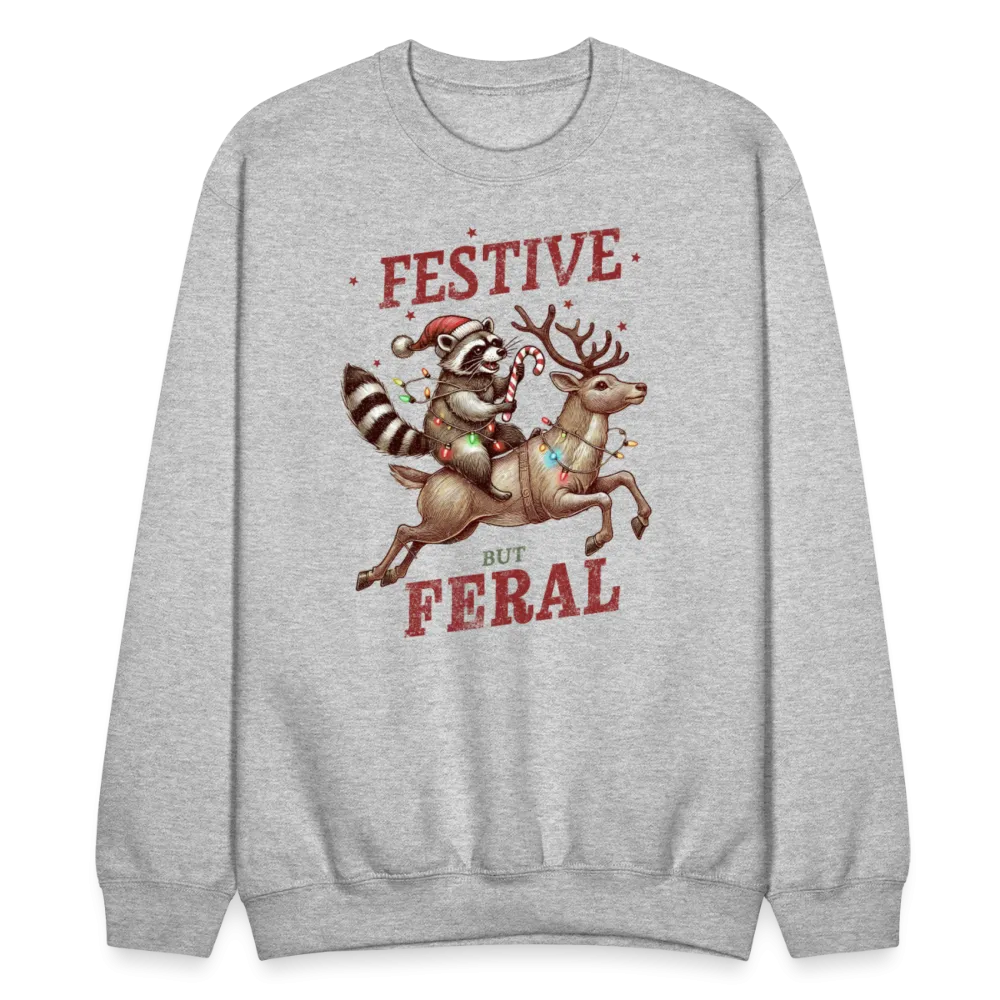 Festive But Feral Raccoon Christmas Sweatshirt