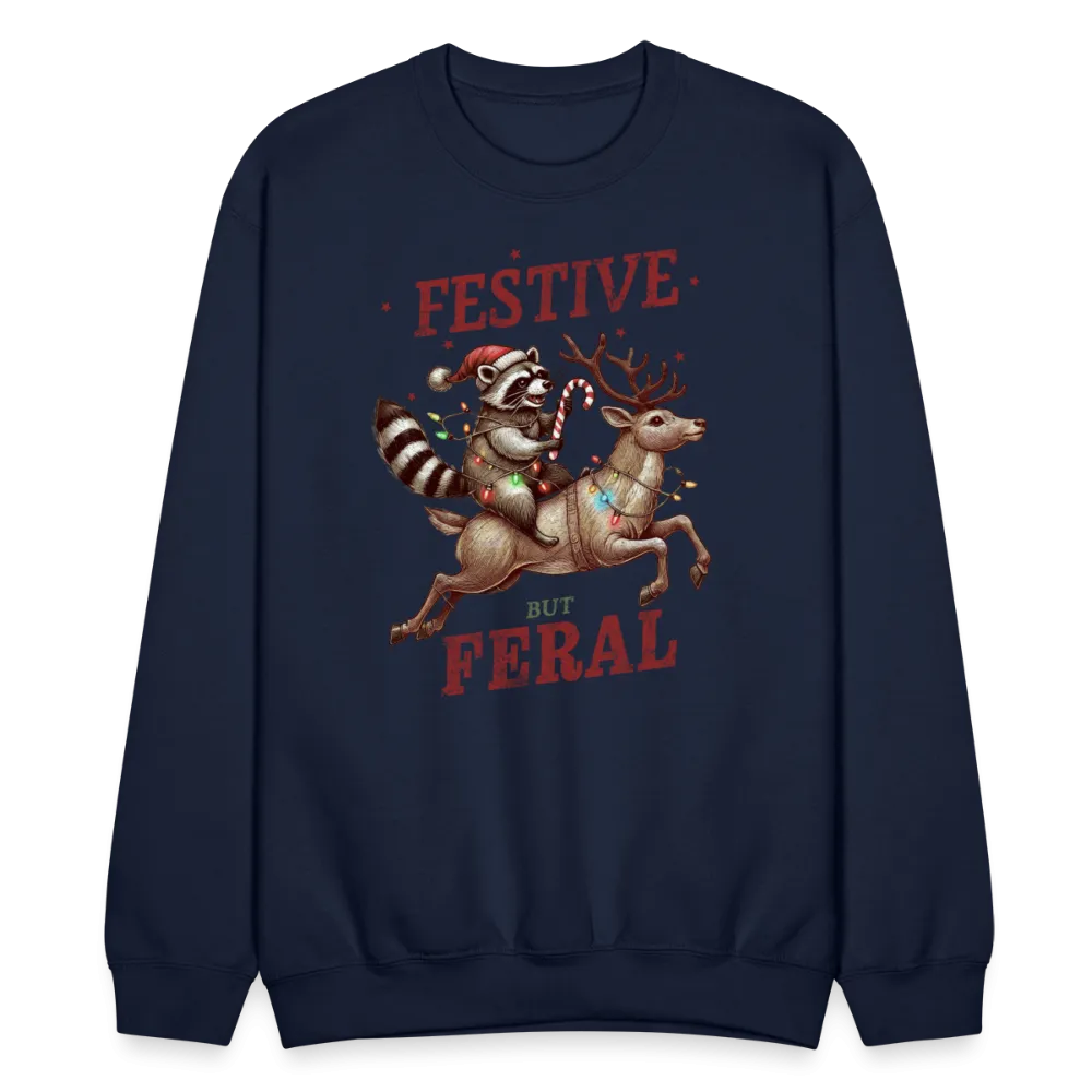Festive But Feral Raccoon Christmas Sweatshirt