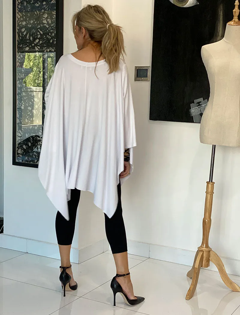 Freedom Long Sleeves Poncho Top - White / Black