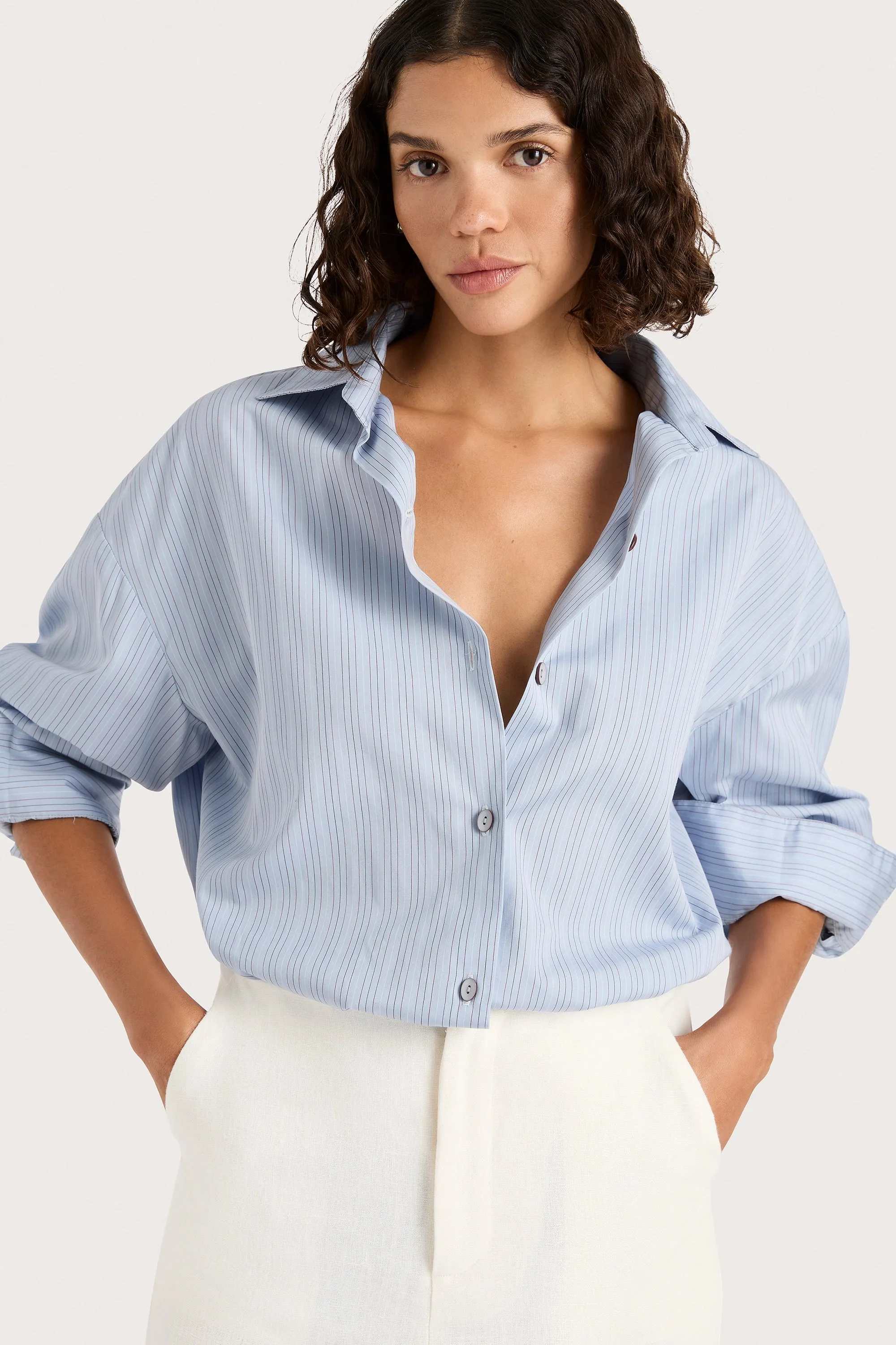 Freja Shirt Blue Pinstripe