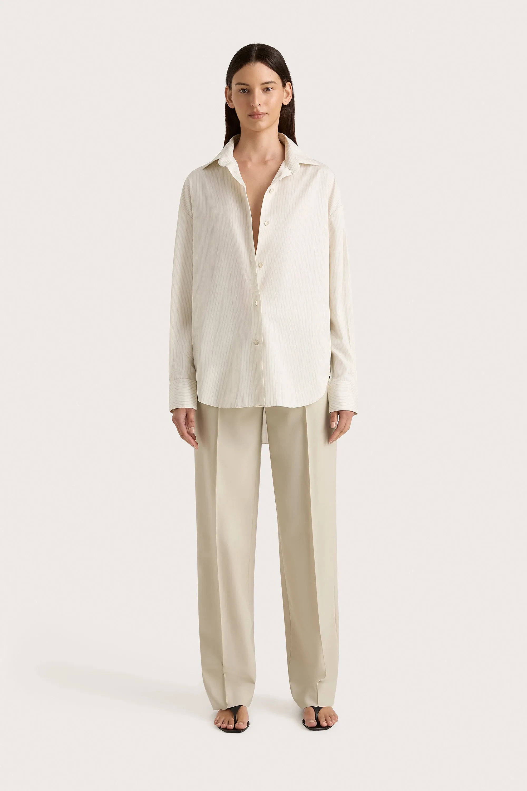 Freja Shirt Cream Pinstripe