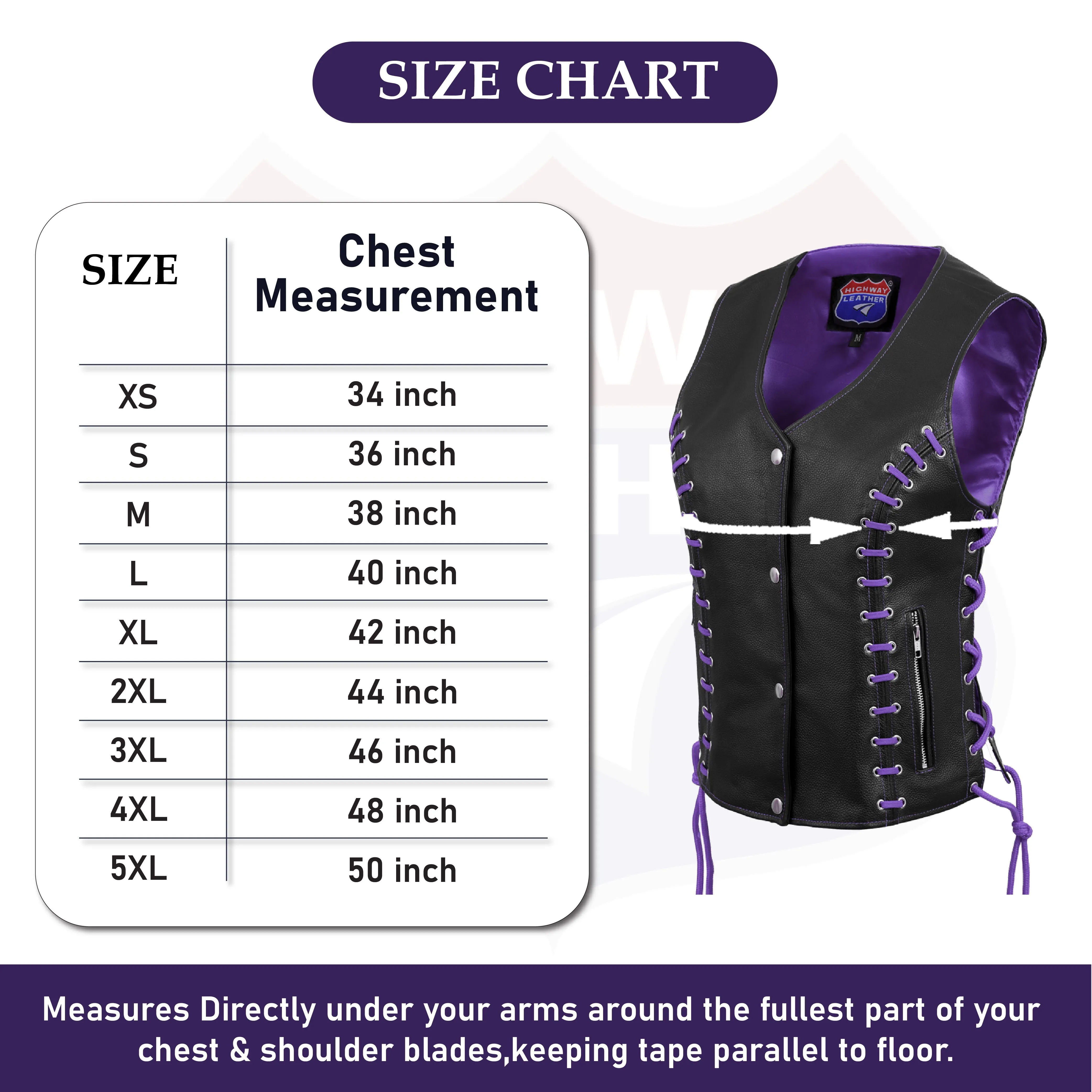 HL14859PURPLEEYELET WOMEN SIDE LACE VEST  M/O BUFFALO LEATHER PURPLE/BLK