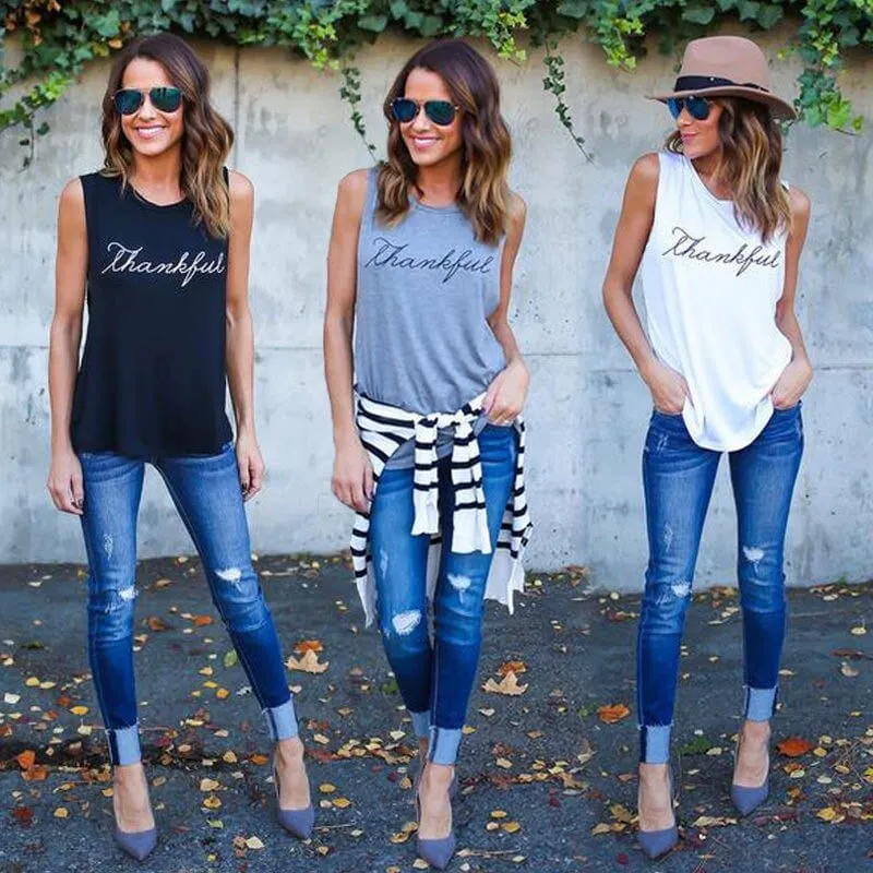 Hot summer Thank you Printed T Shirt 90s Fashion Women Tees