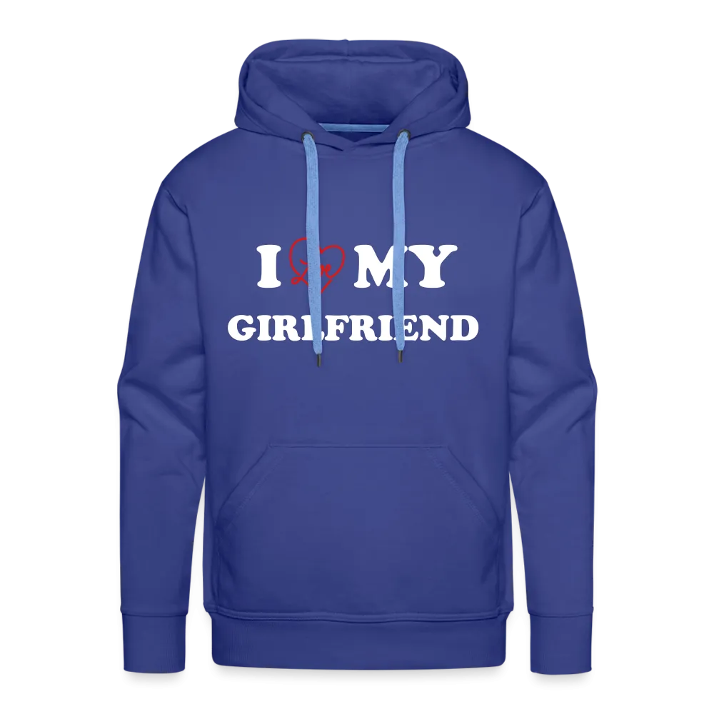 I Love My Girlfriend : Men’s Premium Hoodie (White Letters)