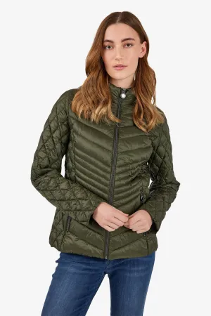 Khaki Green Zip-Up Puffer Jacket