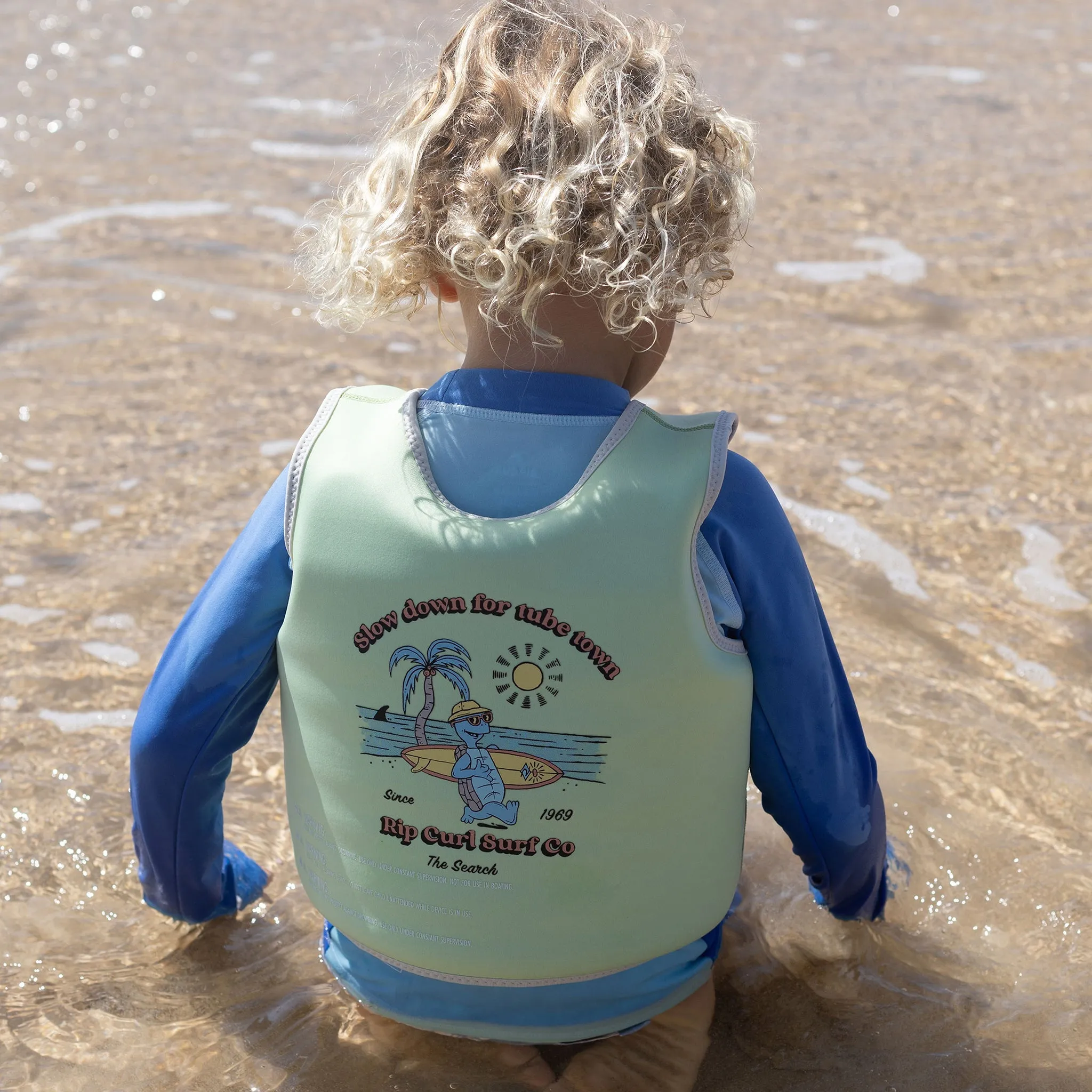 Kids Swim Vest- Shred Turtle Aqua by Sunnylife