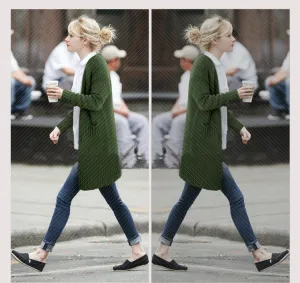 Korean Long Knit Loose Solid Color Sweater Korean Long Knit Loose Solid Color Sweater