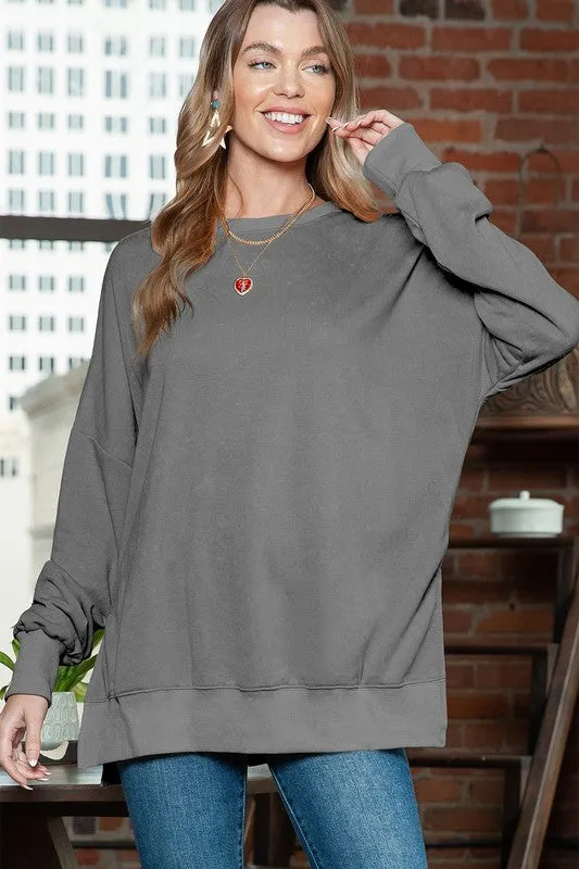 Light washed drop shoulder oversized sweatshirt