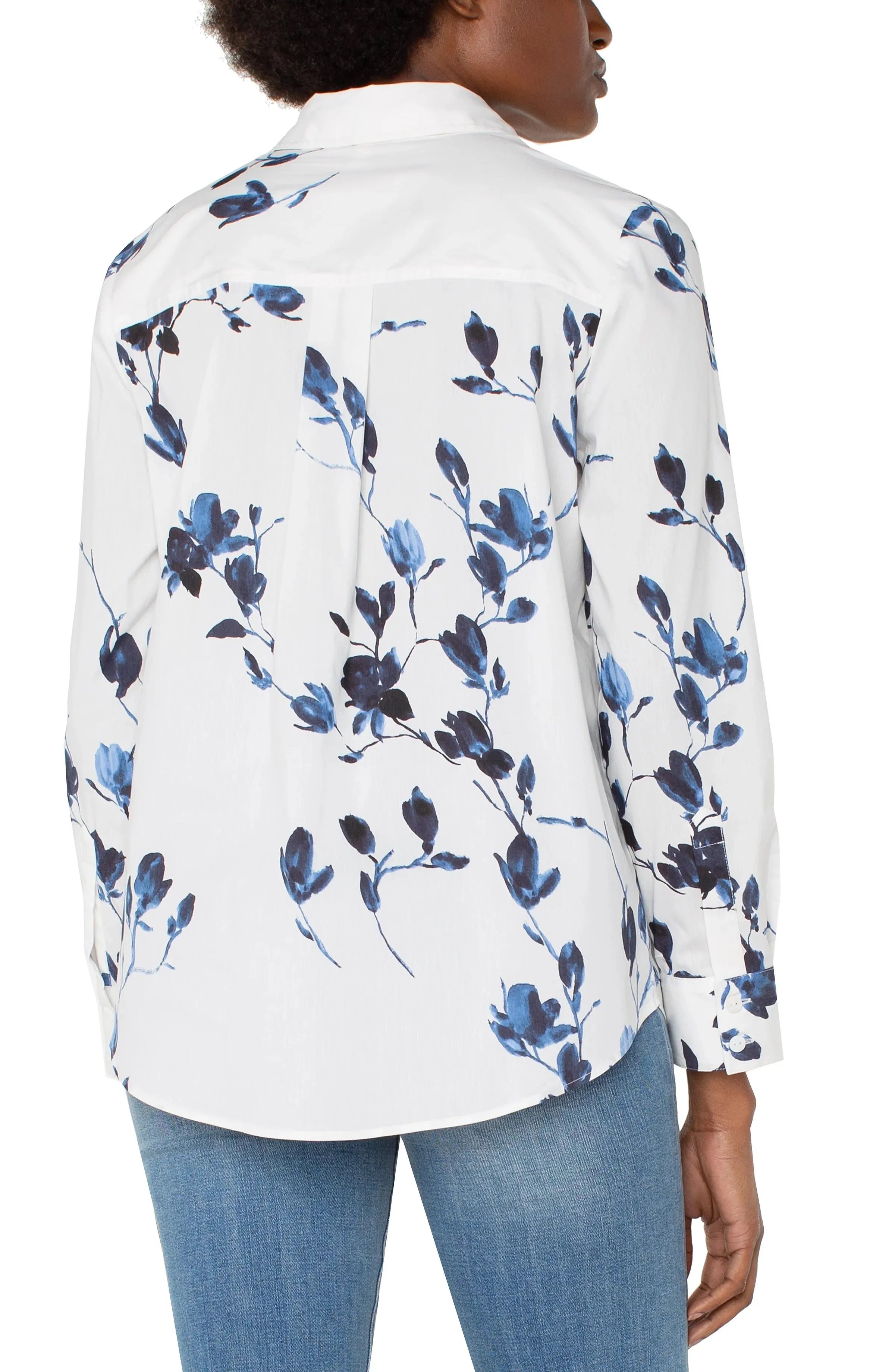 Liverpool: Long Sleeve Classic Fit Button Front in Indigo Rose