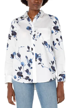 Liverpool: Long Sleeve Classic Fit Button Front in Indigo Rose