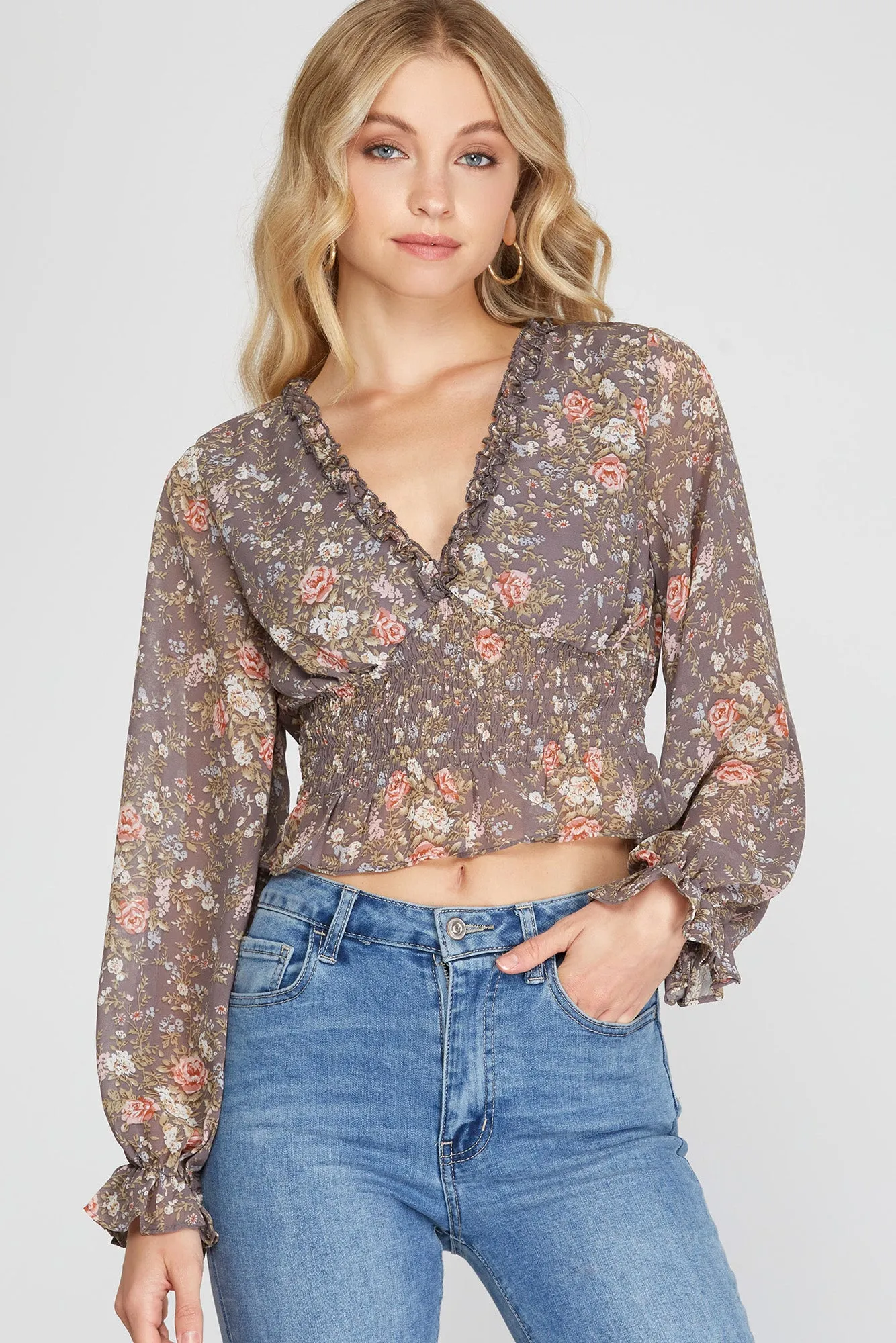 Long-sleeved Ruffled Top