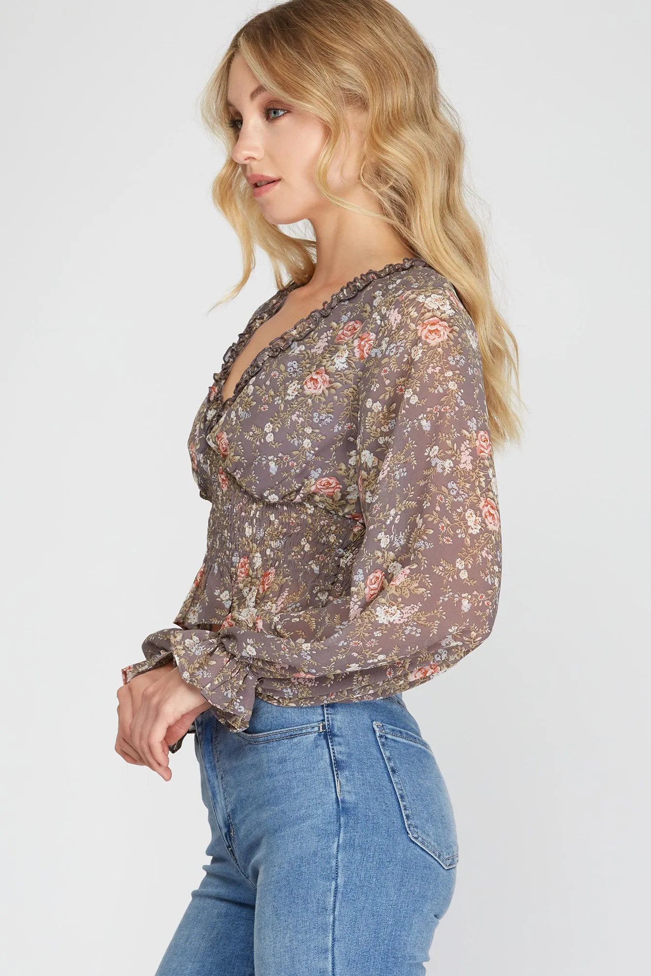 Long-sleeved Ruffled Top
