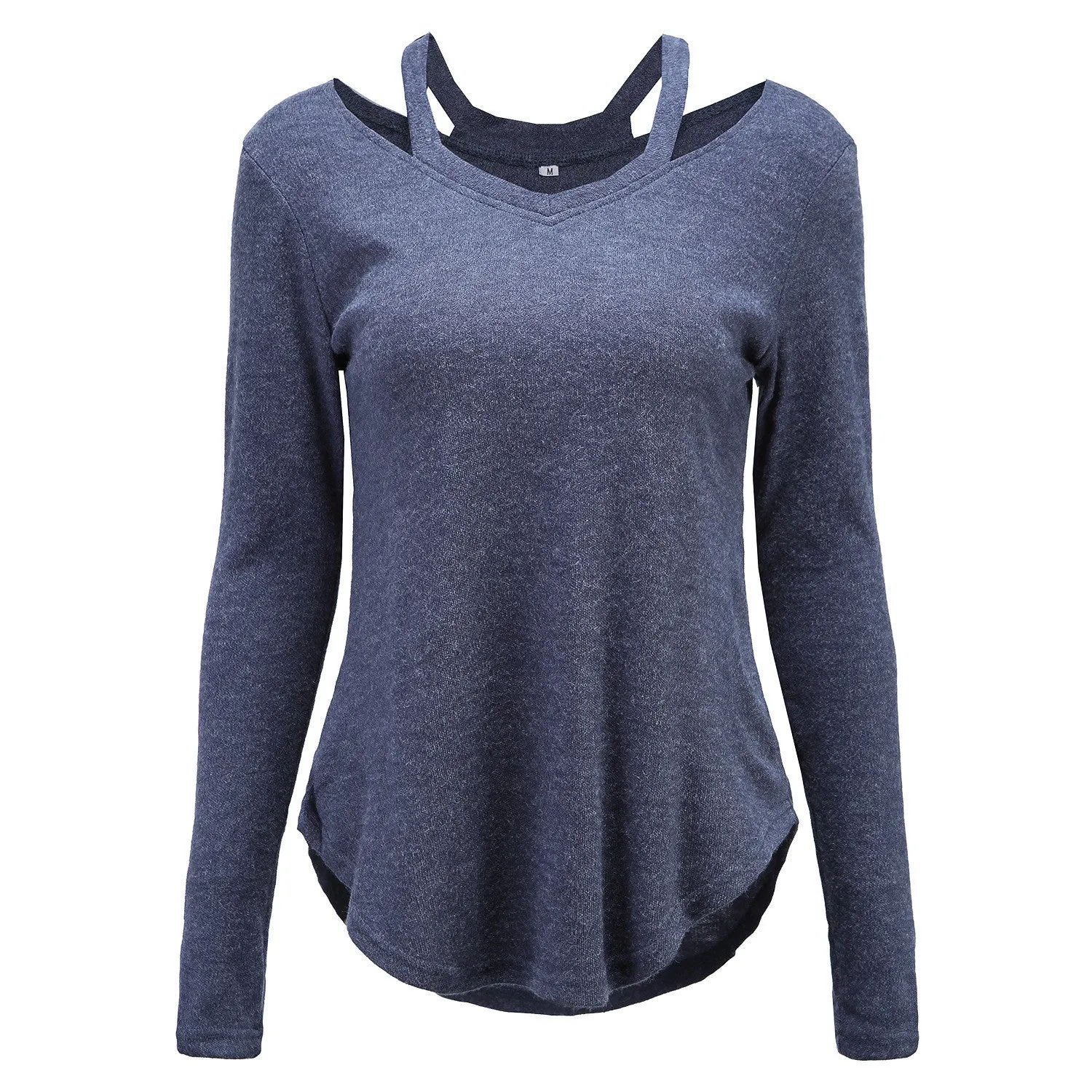 Long Sleeves V-neck Pure Color Loose Blouse Sweater