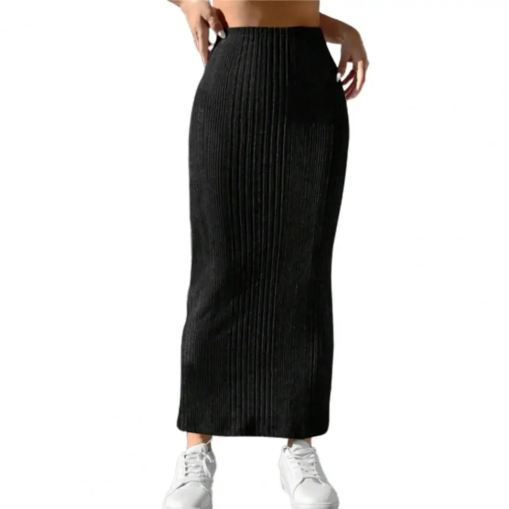 LVSANW Solid Bodycon Ruched Knitted Long Skirt Women Sexy Black Elastic Elegant High Waist Mermaid Sheath Maxi Skirts Summer Streetwear