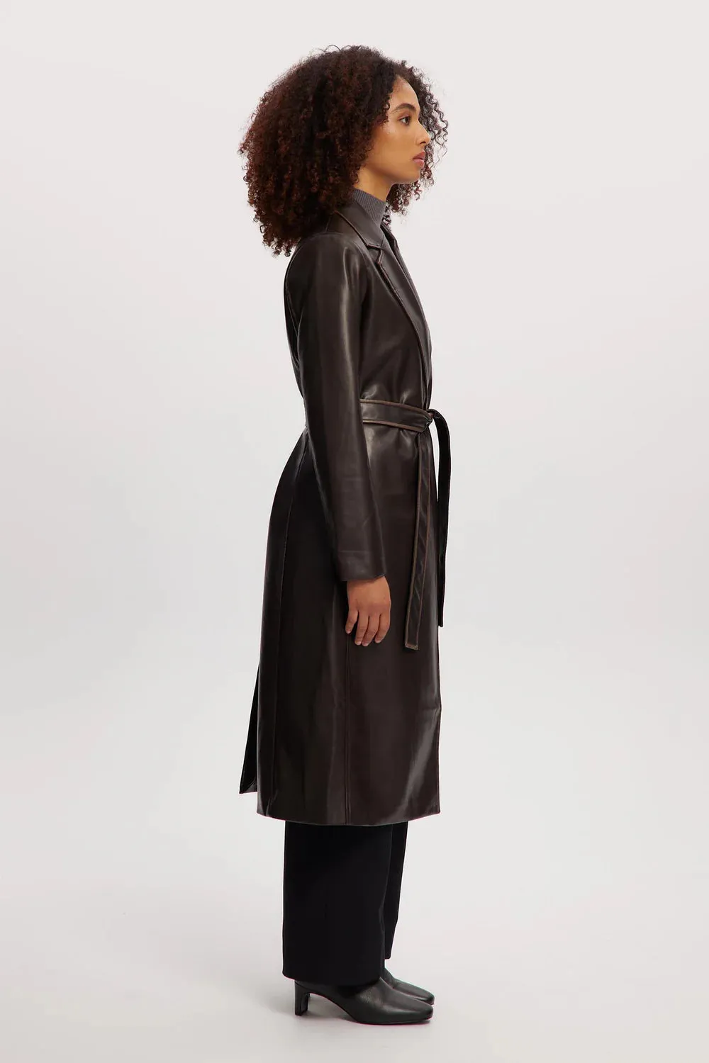 Marcelle Vegan Leather Coat - Cognac