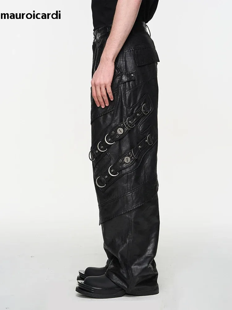 Mauroicardi Shadowstrike PU Leather Moto Pants – Blackout Edition 2025