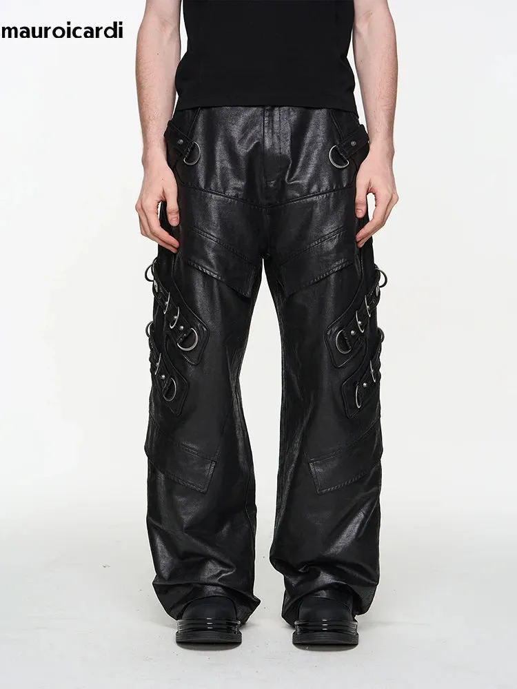 Mauroicardi Shadowstrike PU Leather Moto Pants – Blackout Edition 2025