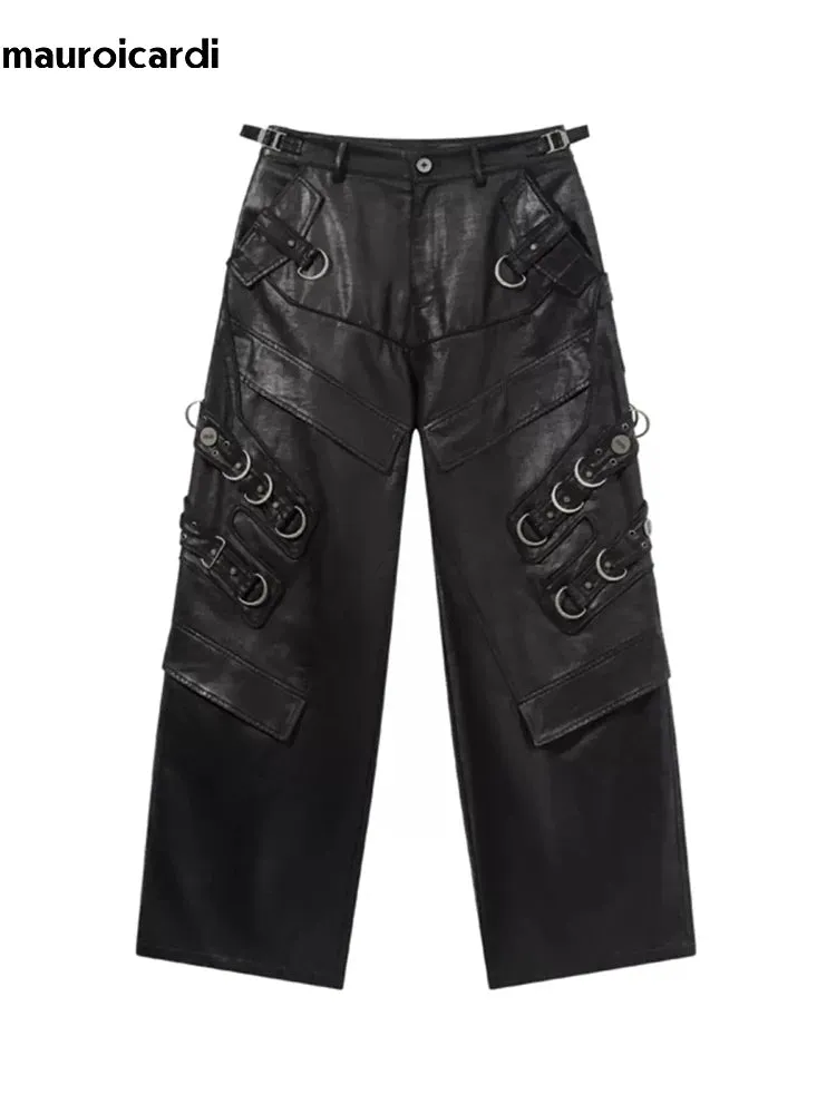 Mauroicardi Shadowstrike PU Leather Moto Pants – Blackout Edition 2025