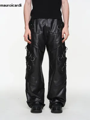 Mauroicardi Shadowstrike PU Leather Moto Pants – Blackout Edition 2025