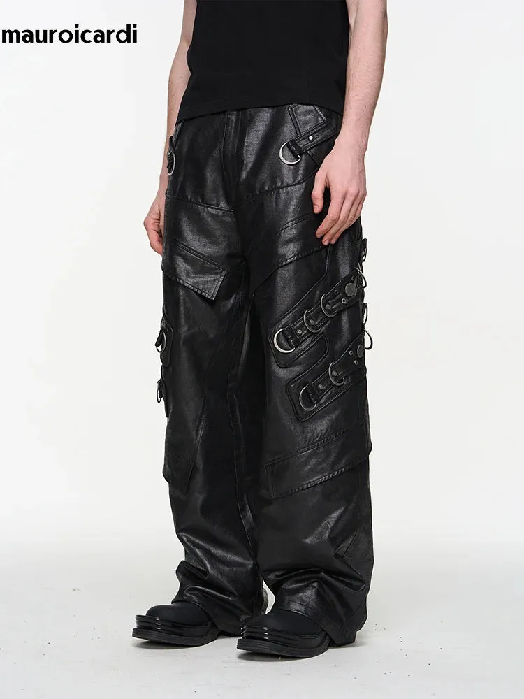 Mauroicardi Shadowstrike PU Leather Moto Pants – Blackout Edition 2025