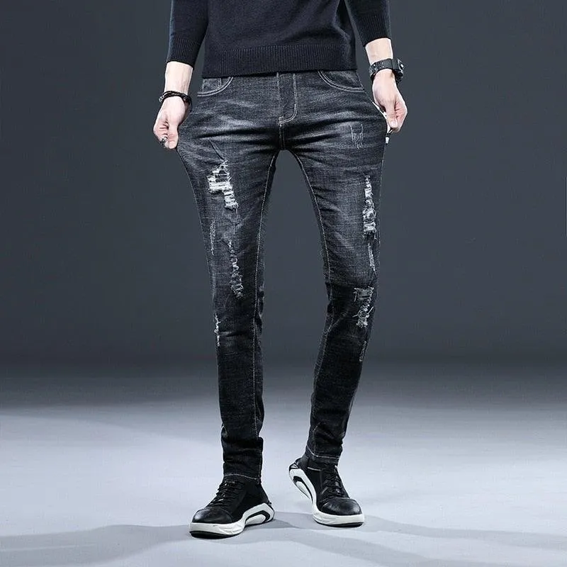 Men’s High Quality Retro Black Denim Pants