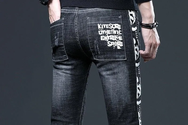 Men’s High Quality Retro Black Denim Pants